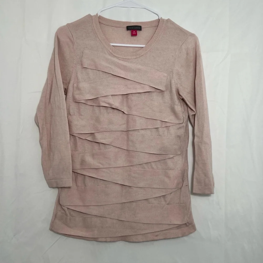 Women's Vince Camuto Pink Sweater M 3/4 Sleeves